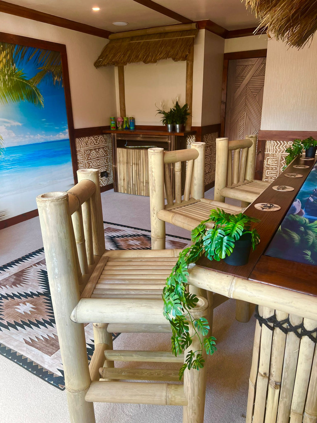 Handcrafted Natural Bamboo Tiki Bar Stool/Chair