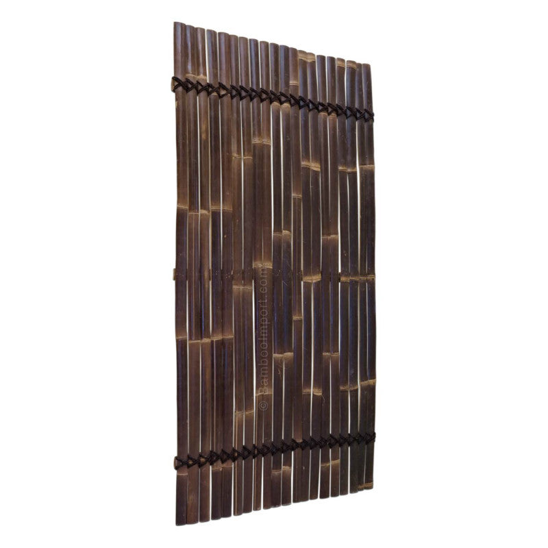 Black Bamboo Slat Fence Panel
