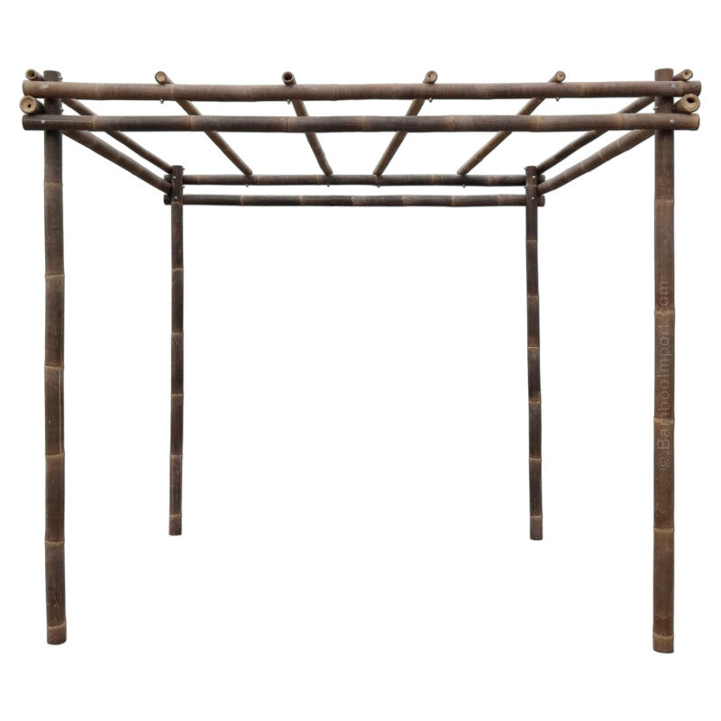 Dark Java Bamboo Pergola 3m x 3m + 1L Black Bamboo Renovator