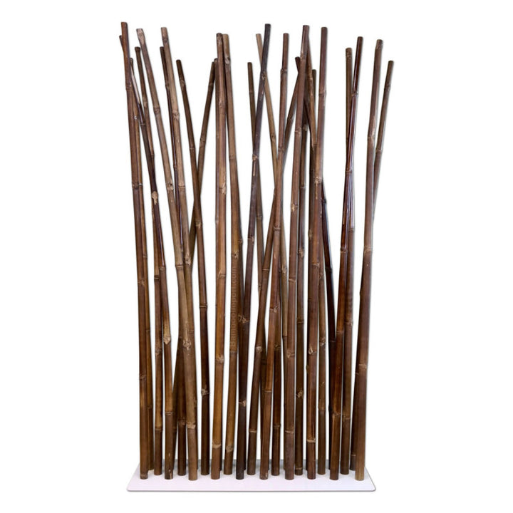 Black Bamboo Room Divider on White Base Plate 100 x 200 cm